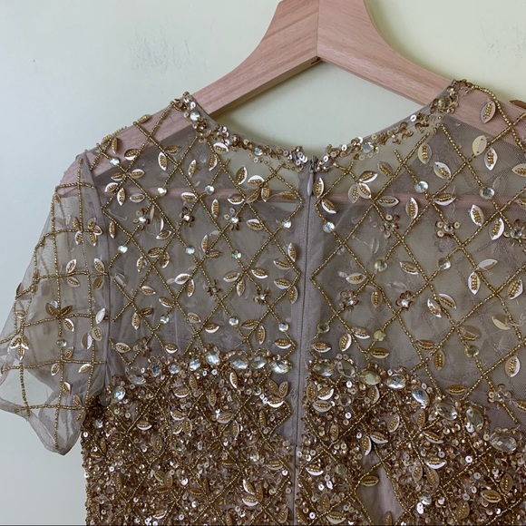 Aidan Mattox Ombre Sequin Column Gown Light Gold / Nude Size 4 - Picture 16 of 16